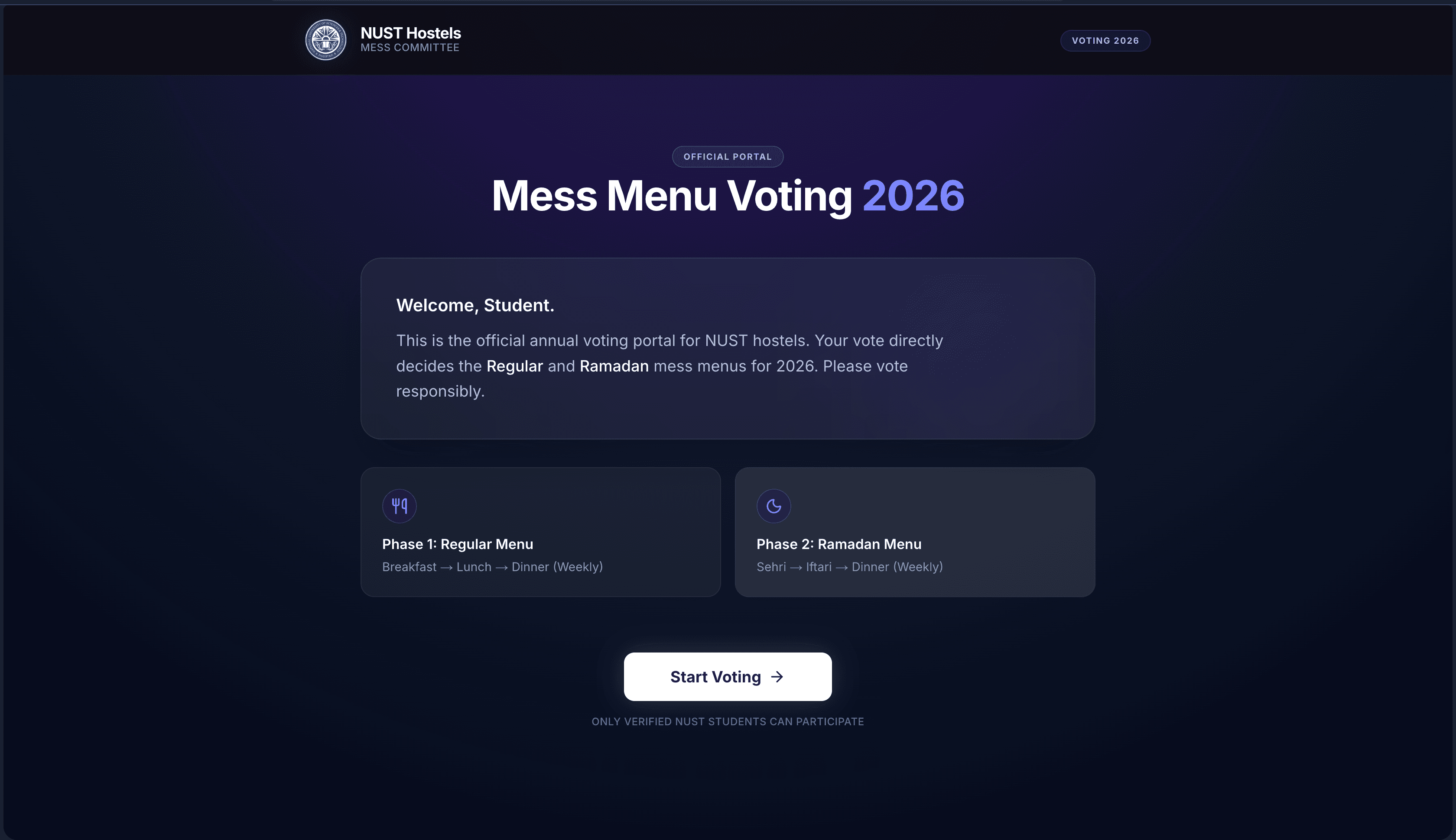 NUST Mess Voting